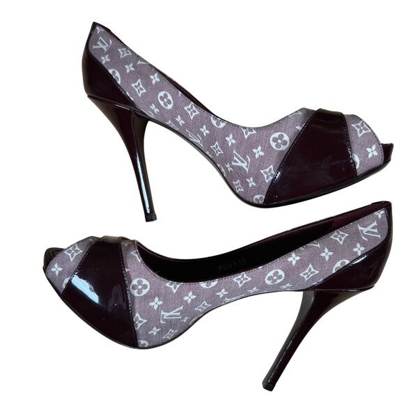 Louis Vuitton Vintage Monogram Idylle Romance Peep Toe Stiletto Heels Size 38.5 - Picture 10 of 12